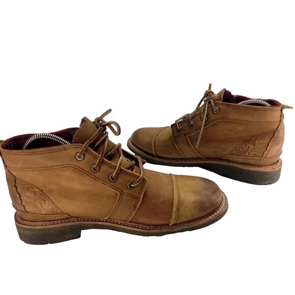 OluKai Mauna Iki leather Chukka boots US 9.5 distressed brown Ankle Wool Lined main image 6